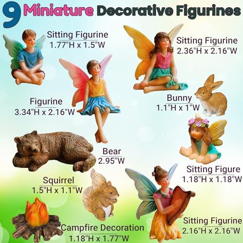 Mood Lab Fairy Garden Figurines - Camping Set (9 pcs) - Miniature Decorative Statues & Accessories - Outdoor & Indoor Garden Decor - Image 3