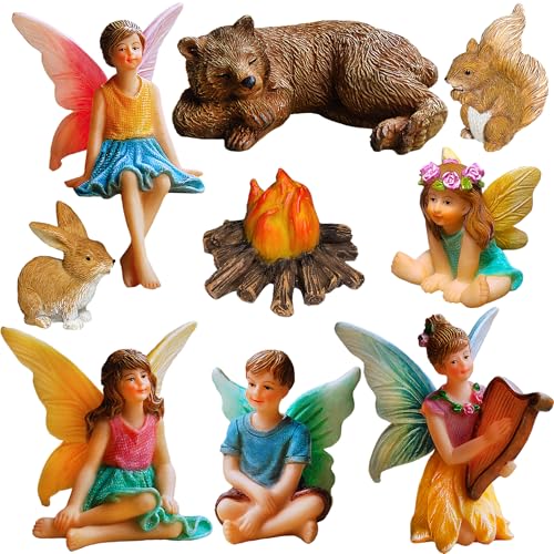 Mood Lab Fairy Garden Figurines - Camping Set (9 pcs) - Miniature Decorative Statues & Accessories - Outdoor & Indoor Garden Decor - Image 1
