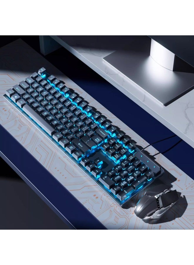 Keyboard And Mouse Set Mechanical Desktop Computer Universal E-sports Game Tea Axis Laptop Computer Available