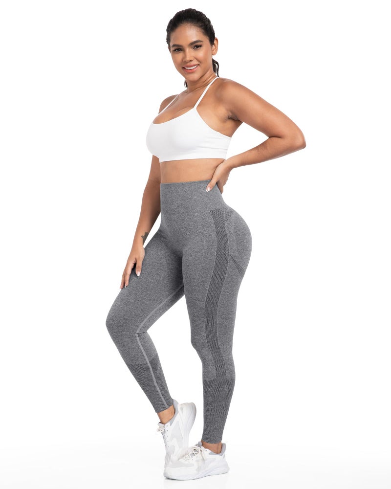 NORMOV Seamless Workout Butt Lifting Leggings - Booty Scrunch Gym Leggings for Women(AB Grey,M) - Image 4