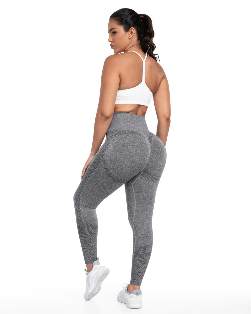 NORMOV Seamless Workout Butt Lifting Leggings - Booty Scrunch Gym Leggings for Women(AB Grey,M) - Image 2