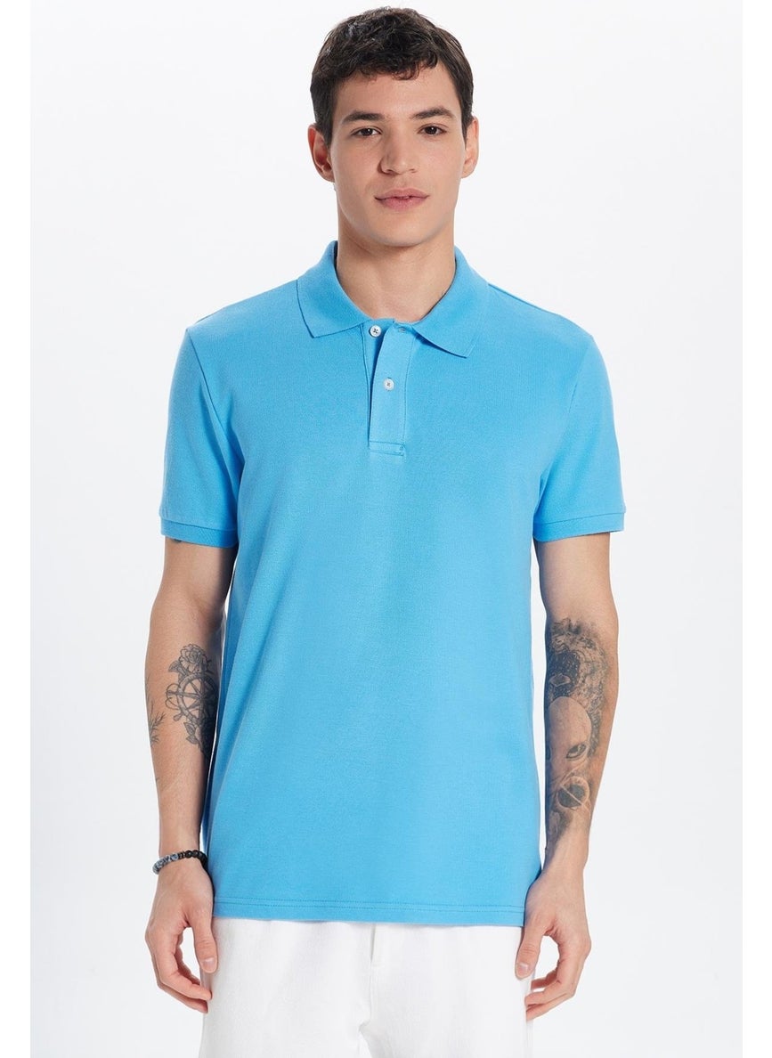 Men's Slim Fit Slim Cut 100% Cotton Blue Polo Neck T-Shirt - pzsku/ZF1EA832D4B8C87D70CA2Z/45/_/1741286083/3cb4a2e2-ebd5-421a-b54c-b3afd6d06a6e