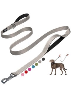 fida Fida 6 FT Heavy Duty Dog Leash with 2 Comfortable Padded Handles, Traffic Handle & Advanced Easy Snap Hook, Reflective Walking Lead for Large, Medium & Small Breed Dogs, Grey  - Image 1