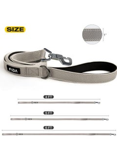 fida Fida 6 FT Heavy Duty Dog Leash with 2 Comfortable Padded Handles, Traffic Handle & Advanced Easy Snap Hook, Reflective Walking Lead for Large, Medium & Small Breed Dogs, Grey  - Image 5