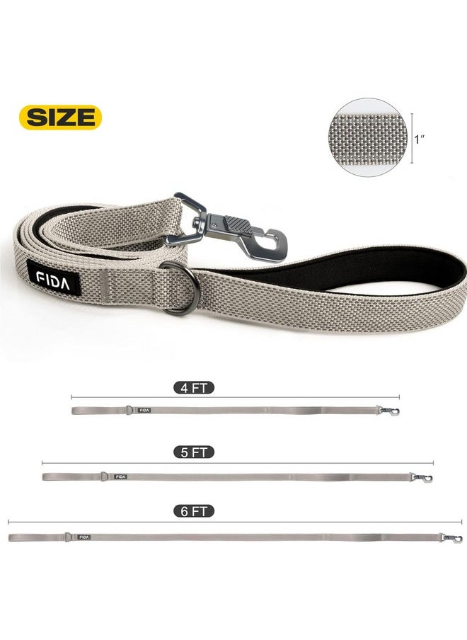fida - Fida 6 FT Heavy Duty Dog Leash with 2 Comfortable Padded Handles, Traffic Handle & Advanced Easy Snap Hook, Reflective Walking Lead for Large, Medium & Small Breed Dogs, Grey - Image 1
