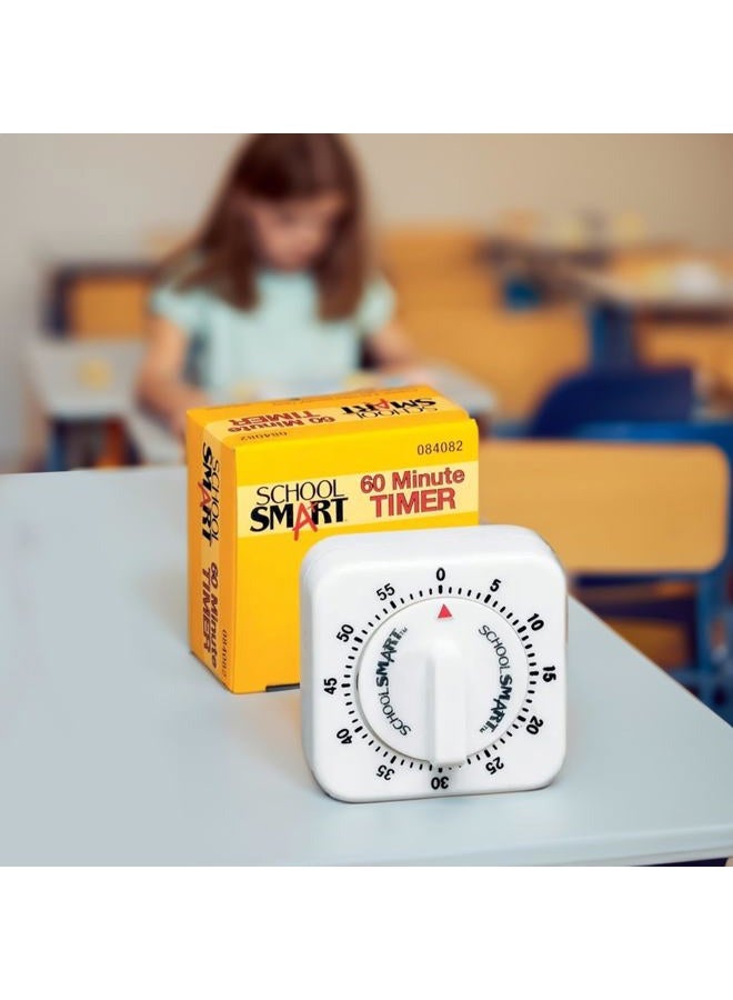School Smart Small Timer with Bell, 60 min, 2-1/2 in W X 2-1/2 in H X 1-3/8 in D, White - Image 4