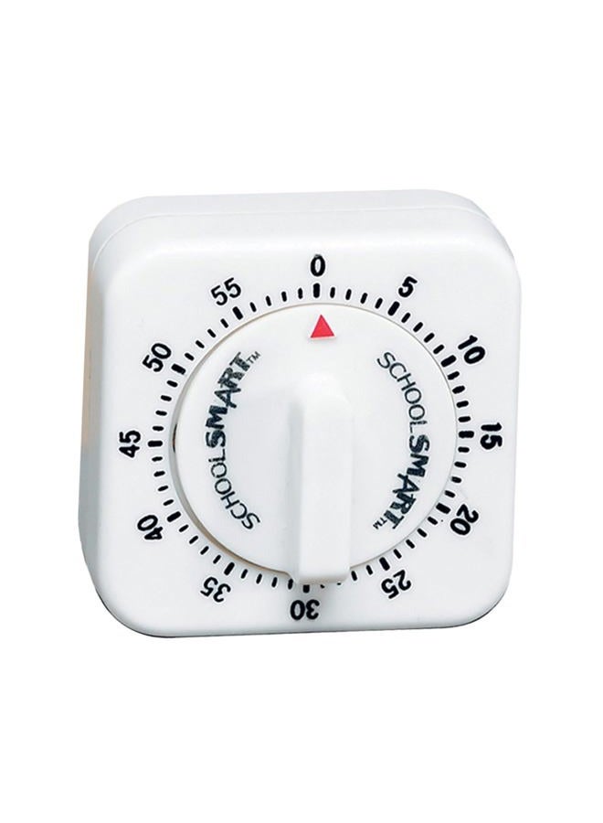 School Smart Small Timer with Bell, 60 min, 2-1/2 in W X 2-1/2 in H X 1-3/8 in D, White - Image 1