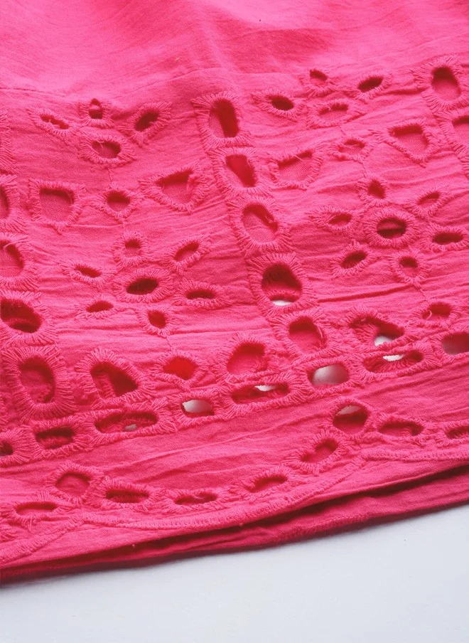 ساسافراس تنورة وردي فوشيا واسعة بحزام للنساء
