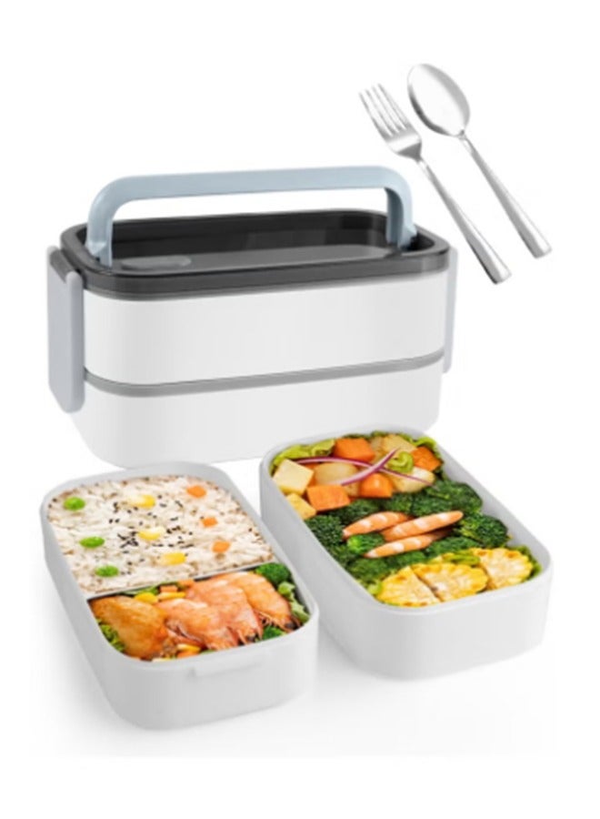 2- Layer Leakproof Bento Box-Large Lunch Box with Compartments und Cutlery Set-Food Picks for Lunch Box Containers for Adults-Microwave Food SafeBento Boxes  - Image 1