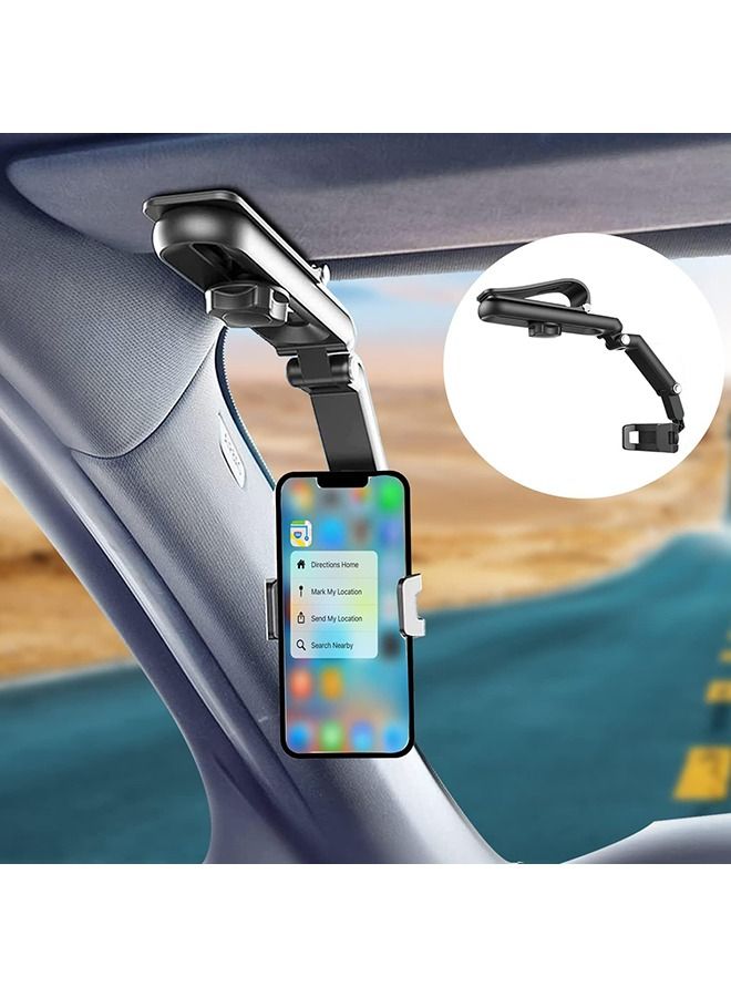Arabest Car Phone Holder for Sun Visor, 1080° Rotatable Sun Visor Car Phone Mount Foldable Dashboard Phone Holder for Car, Universal Adjustable Spring Clip Car Cell Phone Stand for All Phone - Image 1