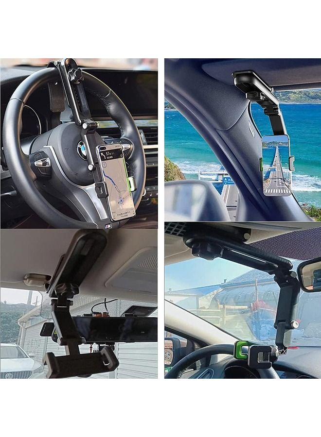 Arabest Car Phone Holder for Sun Visor, 1080° Rotatable Sun Visor Car Phone Mount Foldable Dashboard Phone Holder for Car, Universal Adjustable Spring Clip Car Cell Phone Stand for All Phone - Image 2