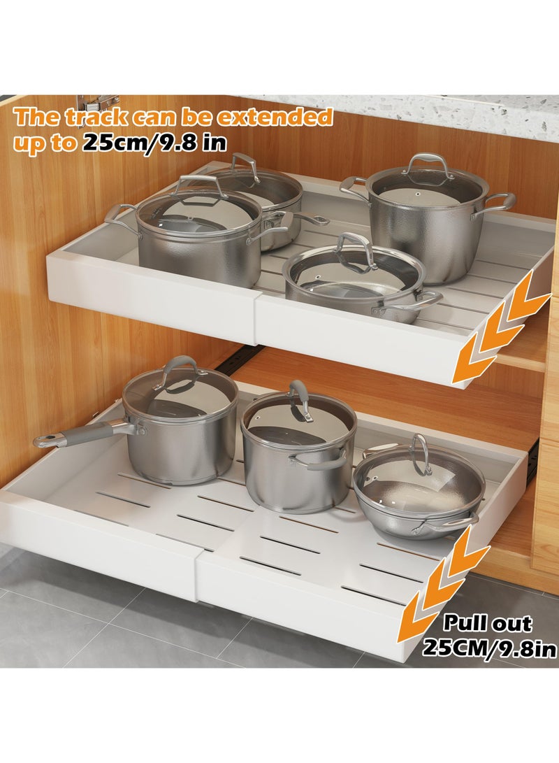 XiuWoo Pull Out Cabinet Organizer,Extendable Slide Out Pantry Shelves Storage,Sliding Drawer Pantry Shelf For Kitchen, Living Room, Home,Adhesive Pull Out Drawers For Cabinets  - Image 3