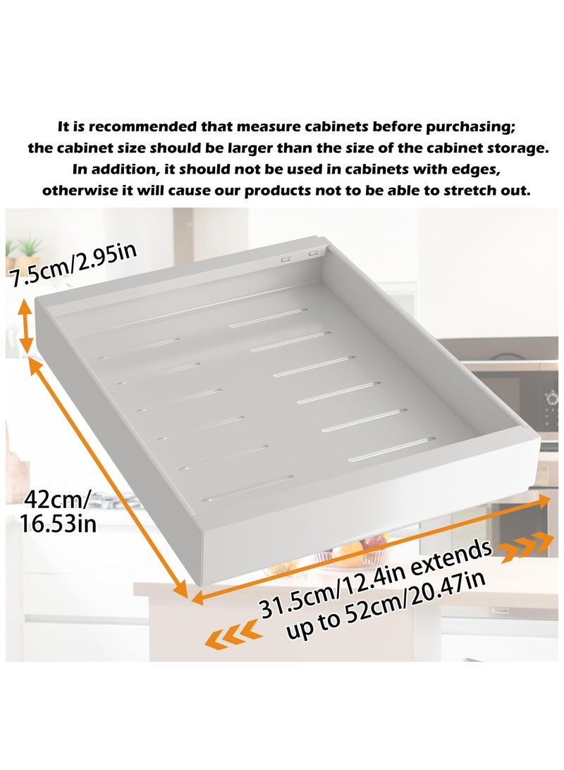 XiuWoo Pull Out Cabinet Organizer,Extendable Slide Out Pantry Shelves Storage,Sliding Drawer Pantry Shelf For Kitchen, Living Room, Home,Adhesive Pull Out Drawers For Cabinets  - Image 2