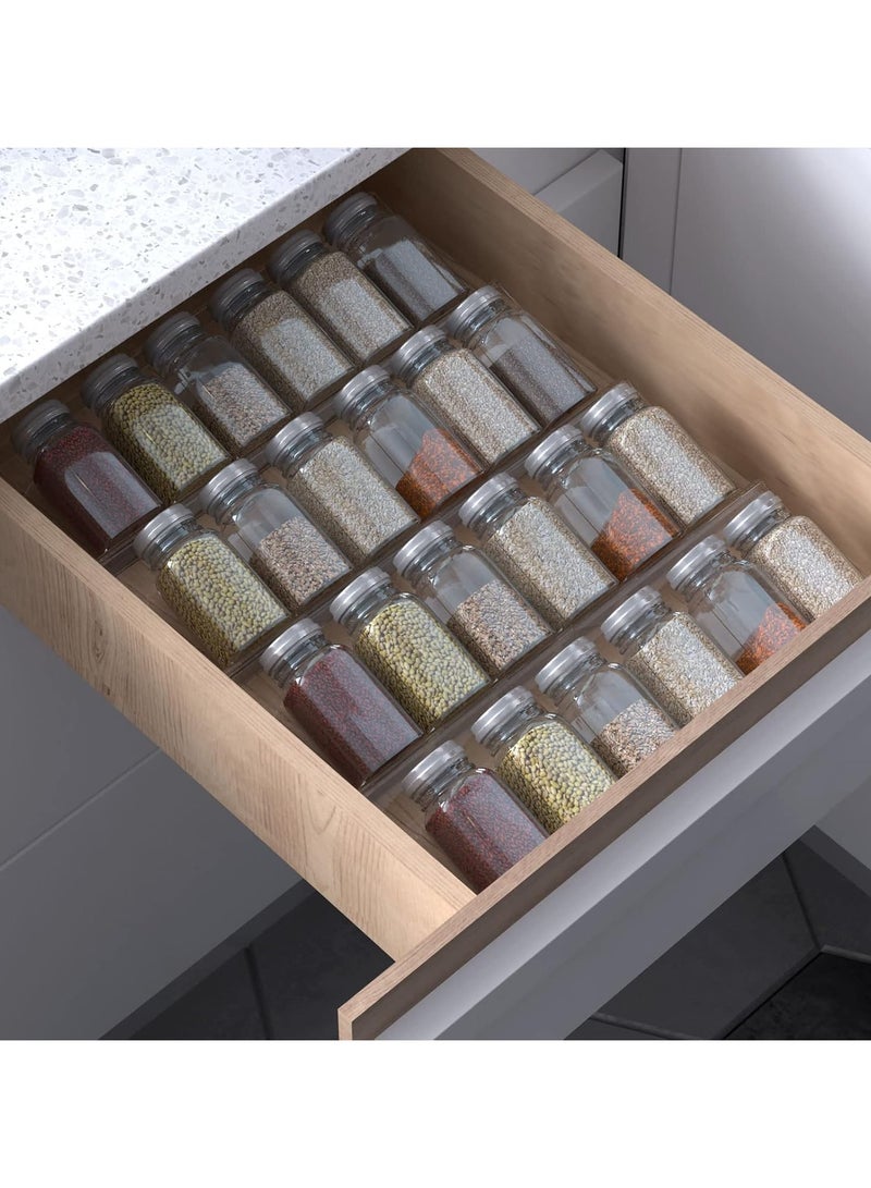 TPGP 19 x 13 Inches Spice Drawer Organizer, 4 Tier Clear Acrylic Expandable In-Drawer Seasoning Jars Rack, Kitchen Drawer Spice Insert Tray for Cabinet/Countertop - Image 1