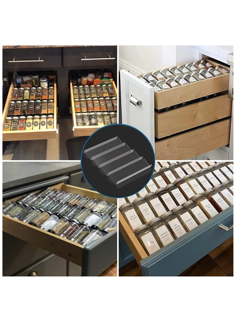TPGP 19 x 13 Inches Spice Drawer Organizer, 4 Tier Clear Acrylic Expandable In-Drawer Seasoning Jars Rack, Kitchen Drawer Spice Insert Tray for Cabinet/Countertop - Image 5