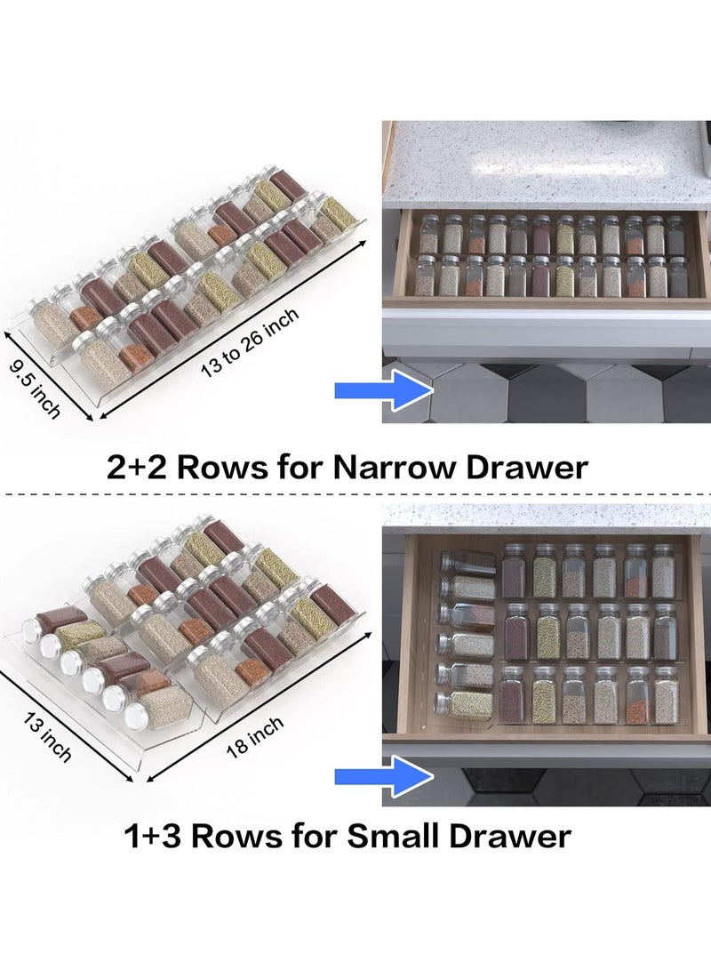 TPGP 19 x 13 Inches Spice Drawer Organizer, 4 Tier Clear Acrylic Expandable In-Drawer Seasoning Jars Rack, Kitchen Drawer Spice Insert Tray for Cabinet/Countertop - Image 4