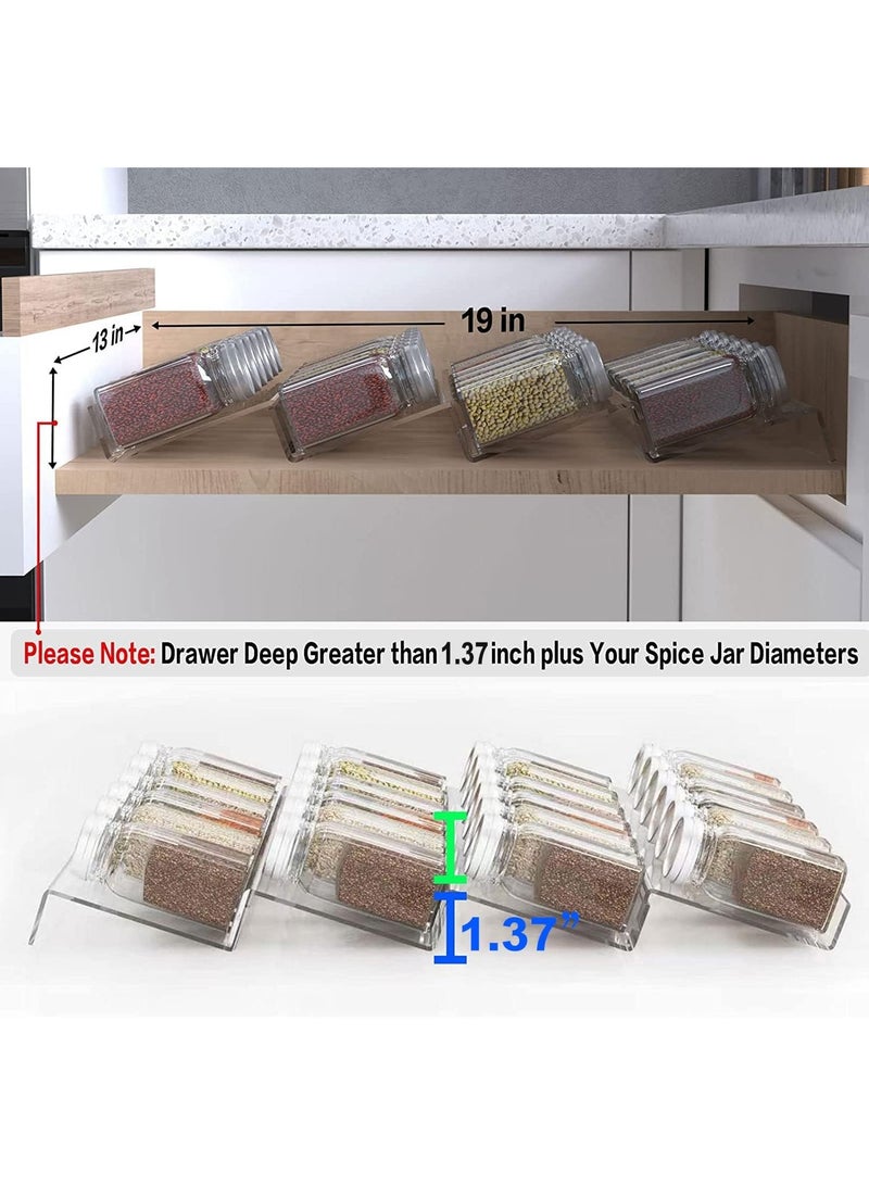TPGP 19 x 13 Inches Spice Drawer Organizer, 4 Tier Clear Acrylic Expandable In-Drawer Seasoning Jars Rack, Kitchen Drawer Spice Insert Tray for Cabinet/Countertop - Image 3