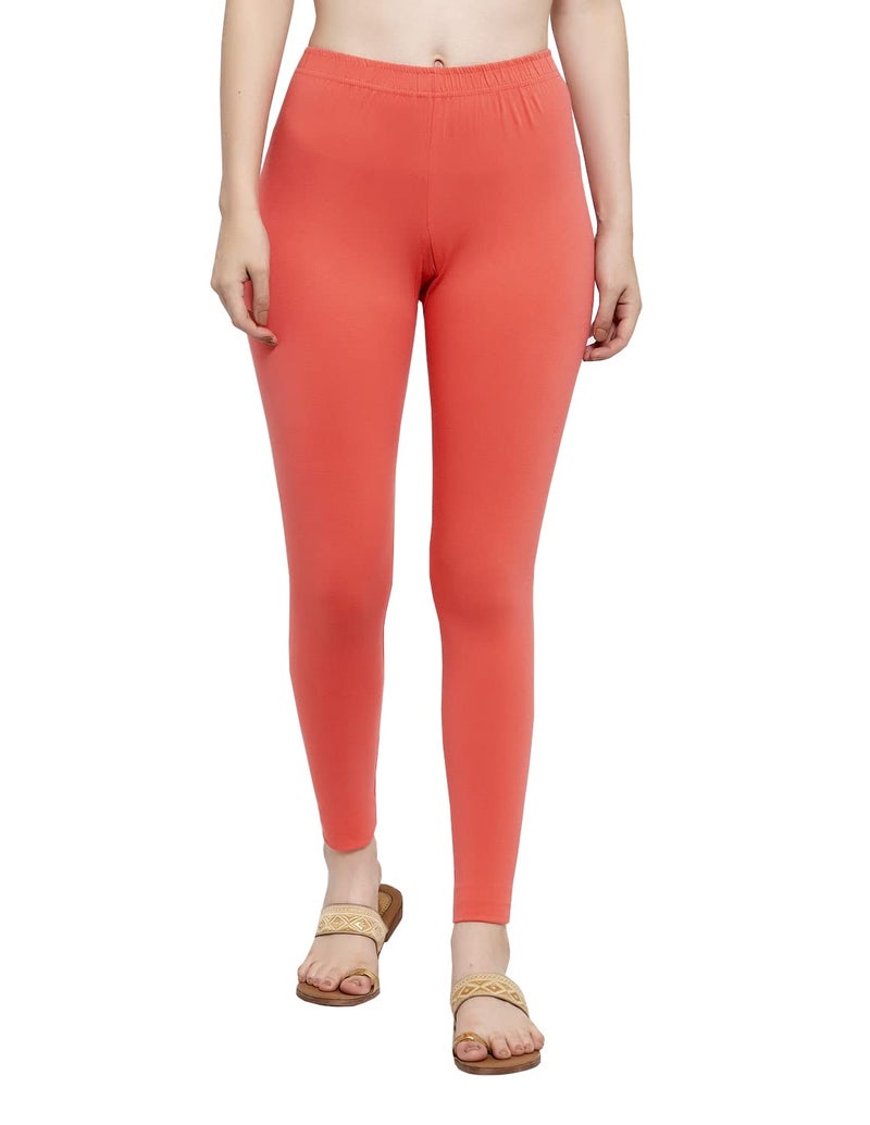 TREND LEVEL Soft Stretchable Cotton Ankle Length Leggings for Women (XL, Gajri) - Image 1