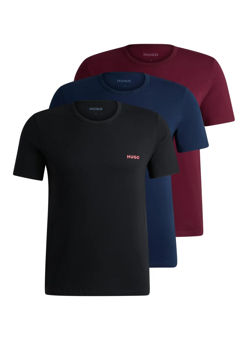 HUGO Triple-pack of cotton underwear T-shirts with logo print