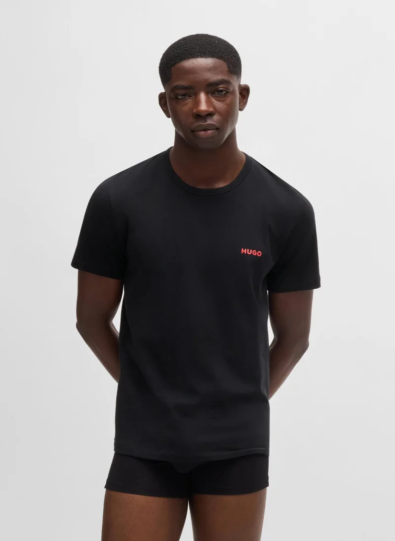 HUGO Triple-pack of cotton underwear T-shirts with logo print