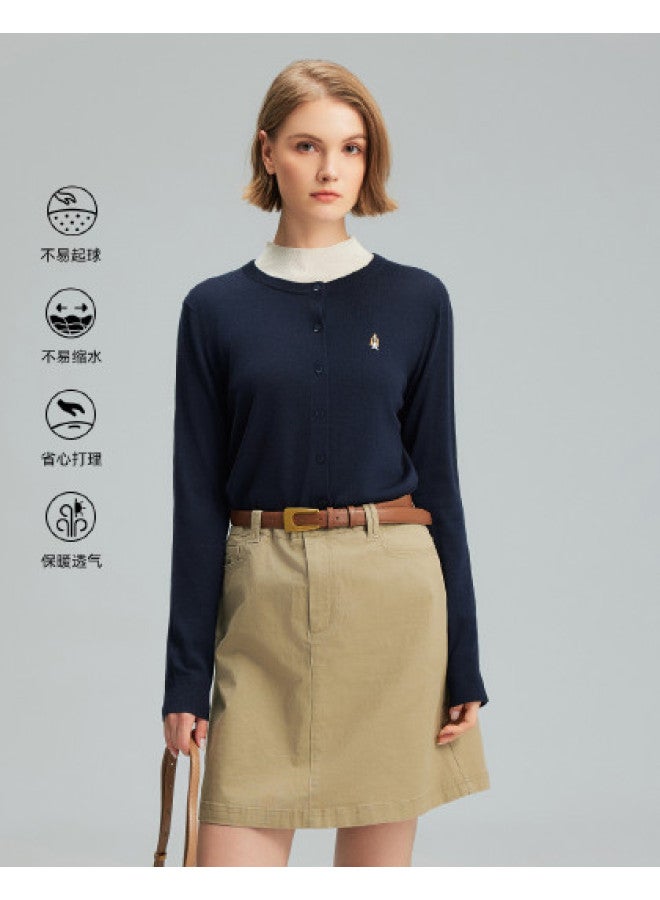 Hush Puppies New Year's Edition Lightweight Round Neck Cardigan Women's Knitted Sweater Winter Wool Base Layer Exquisite Elegant Temperament Innerwear - Image 1