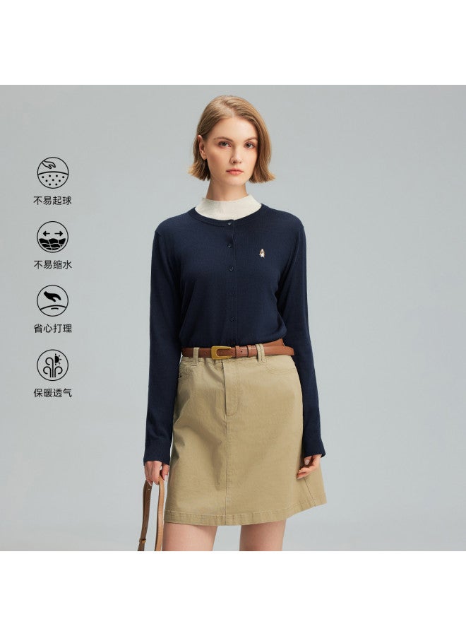 Hush Puppies New Year's Edition Lightweight Round Neck Cardigan Women's Knitted Sweater Winter Wool Base Layer Exquisite Elegant Temperament Innerwear - Image 2