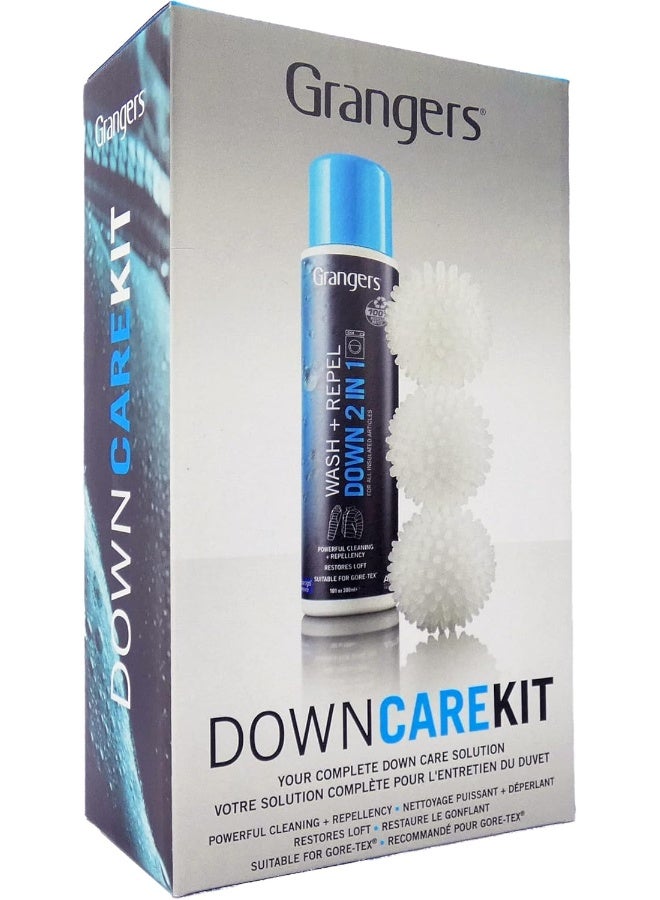 Grangers Granger's Down Care Kit with Wash + Repel for Down 2 In 1 (10 oz) and 3 Reusable Dry Balls To Restore Down Loft - Image 1