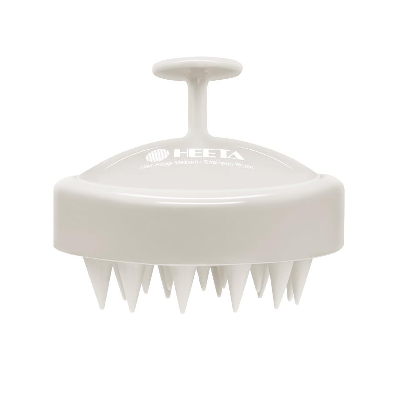 HEETA Scalp Massager Hair Growth Soft Silicone Scalp Scrubber Shampoo Brush for Exfoliation Dandruff Removal Head Massage Stress Relax Wet Dry Use for Thick Thin Curly Hair Care Beige