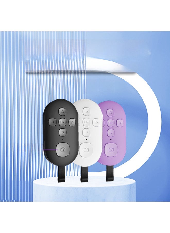 7-key Mobile Video Remote Controller Bluetooth Selfie Device Photography Short Video Recording Drama E-book Page Flipping-Color:Black + Pearlescent Bag + Charging Cable - Image 1