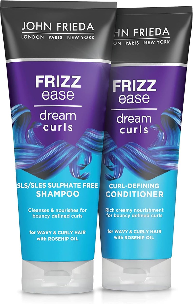John Frieda Frizz Ease Dream Curls Shampoo and Conditioner Duo Pack 2x 250 ml SulphateFree Shampoo and Conditioner for Naturally Wavy and Curly Hair Dream Curls Value Bundle