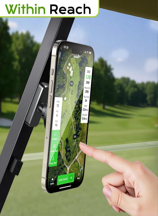 JCZT Magnetic Golf Cart Phone Holder Compatible with MagSafe iPhone 17 Pro Max Plus 16 15 14 13 12 Fits EZGO, Yamaha, Club Car, Icon, Golf Cart Accessories Essentials Gift for Friend Men Women Black - Image 2