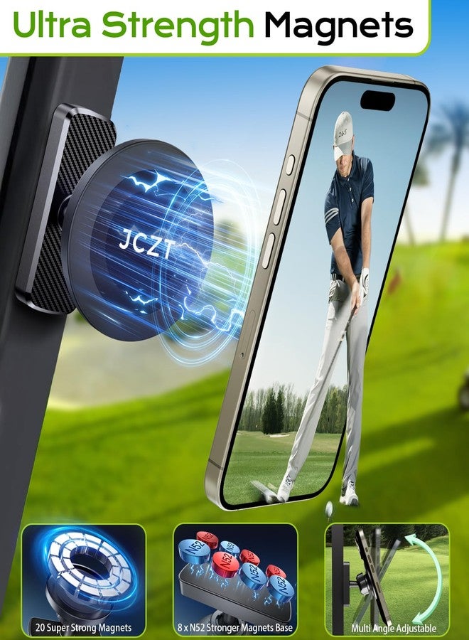 JCZT Magnetic Golf Cart Phone Holder Compatible with MagSafe iPhone 17 Pro Max Plus 16 15 14 13 12 Fits EZGO, Yamaha, Club Car, Icon, Golf Cart Accessories Essentials Gift for Friend Men Women Black - Image 3