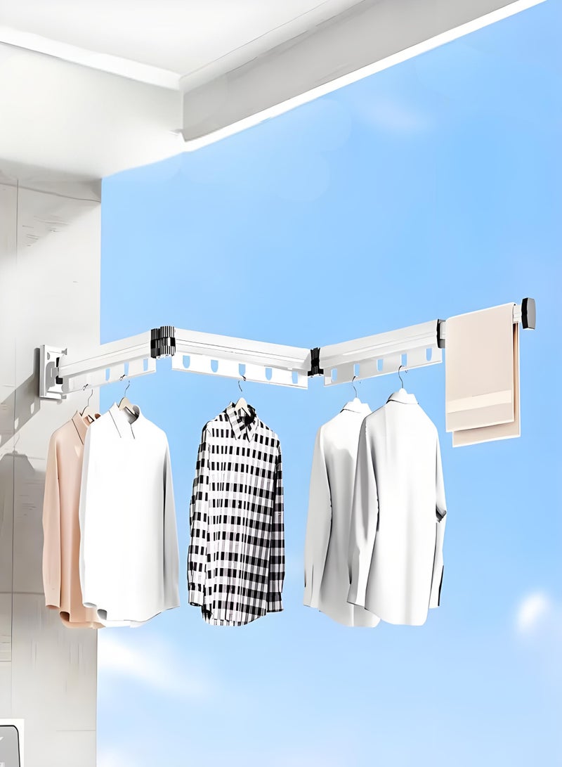 VarietyVoyageD Retractable Clothes Drying Rack-3 Fold White Laundry Drying Rack,Wall Mounted Clothes Hanger,Space Saver,Foldable Durable,for Balcony,Laundry,Bathroom,Patio. - Image 1