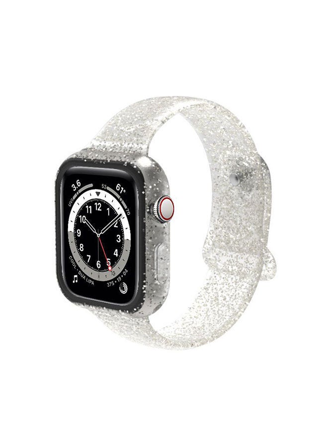 NIBEMINENT Replacement Band For Apple Watch Series 6/SE/5/4 White Glitz