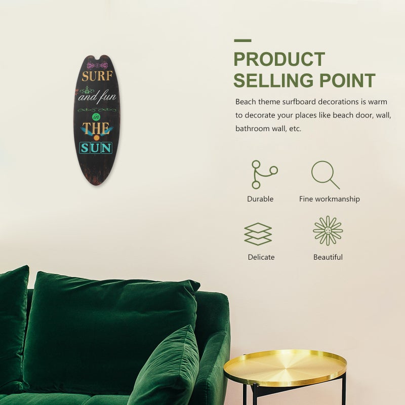 2pcs Unique Surfboard Shaped Sign Beach Party Themed Pendant Wall Hanging Vintage Decor - Image 4