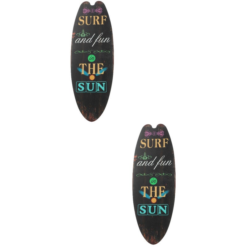 2pcs Unique Surfboard Shaped Sign Beach Party Themed Pendant Wall Hanging Vintage Decor - Image 1