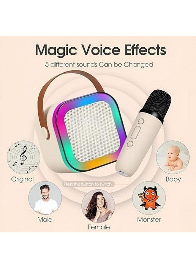 Magicwand® K12【USB-C-Charging ⦗Biege⦘ 1 Mic】 Kids Wireless Bluetooth Speaker with Karaoke Microphone & RGB LED Lighting for Kids - Image 4