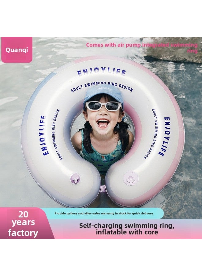 general Circle Odd Children's Swimming Ring Thickened Wear-resistant Baby Press Letter Inflatable Ring Convenient Storage Baby Swimming Ring-Inside Diameter After Inflation:60 Laps Of Sago Purple Swimming R - Image 1