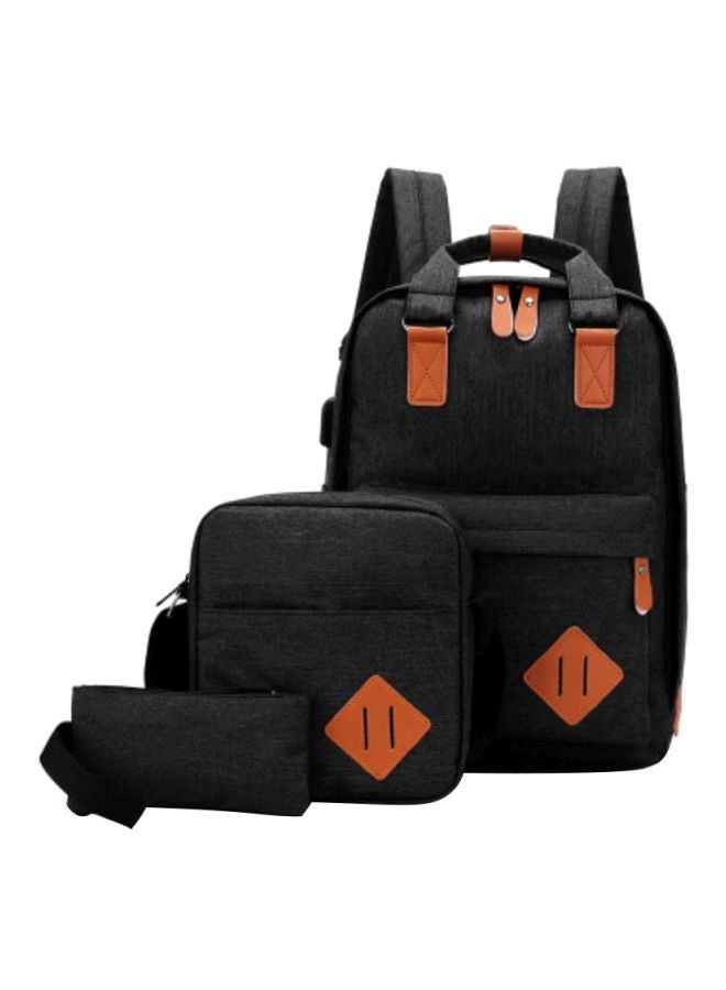 3 Piece Casual Backpack Black