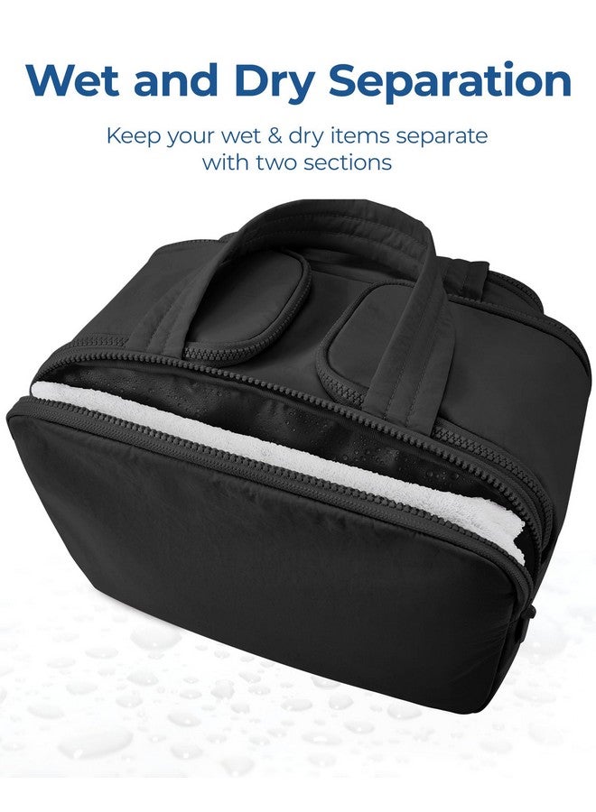 BAGSMART BAGSMART Travel Toiletry Bag, Lightweight Large Wide-open Travel Bag for Women, Puffy Cosmetic Makeup Bag Organizer with Handle for Accessories,Essentials, Toiletries, Black - Image 4