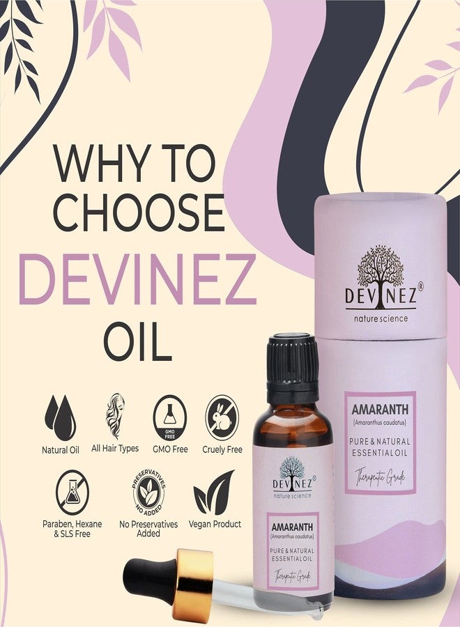 Devinez Amaranth Essential Oil, 100% Pure, Natural & Undiluted, 15ml in Glass Bottle For Curly Hair Care, Grow Hair, Hair Breakage, Hair Growth, Scalp Issues, Scalp Massages, Split Ends, Strong Hair - Image 3