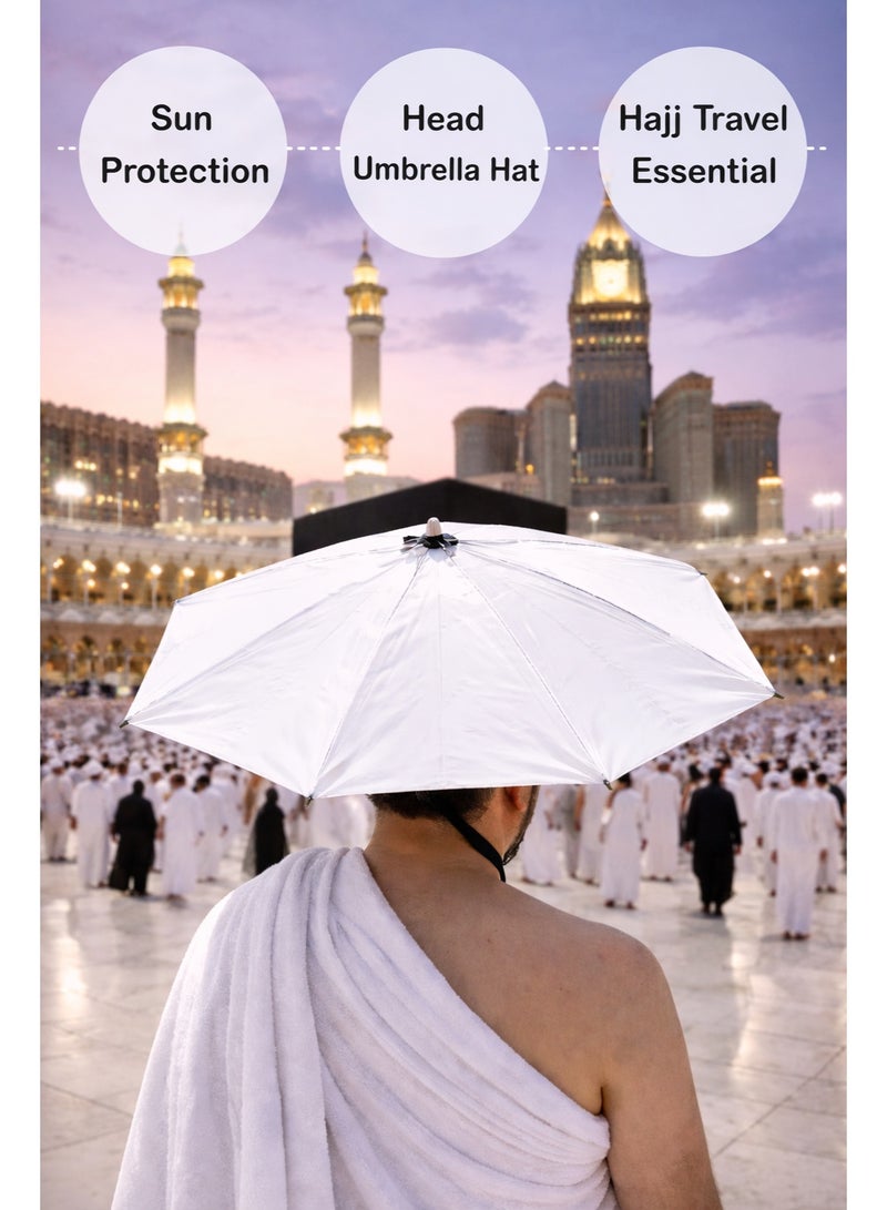 SAPU Portable Hands-Free Umbrella Hat for Hajj & Umrah – Foldable Sun Protection Head Umbrella, Lightweight Adjustable Strap, Outdoor Travel Shade Cap - Image 1