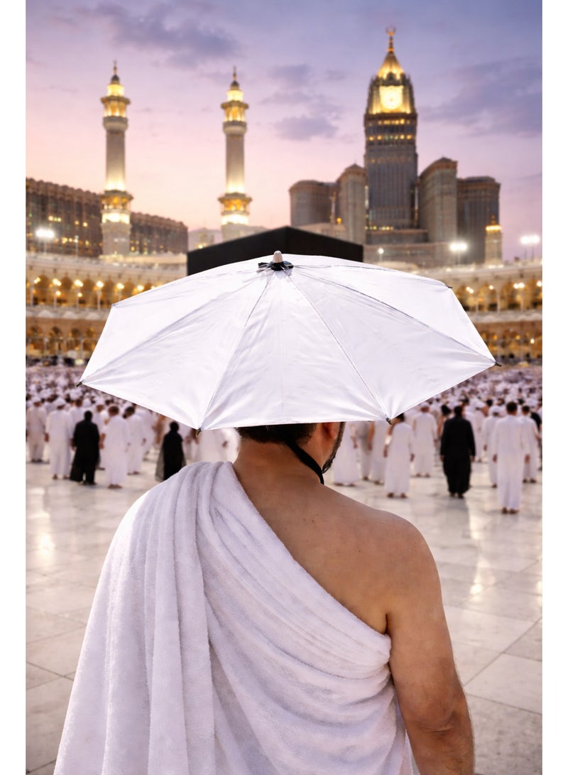 SAPU Portable Hands-Free Umbrella Hat for Hajj & Umrah – Foldable Sun Protection Head Umbrella, Lightweight Adjustable Strap, Outdoor Travel Shade Cap - Image 2