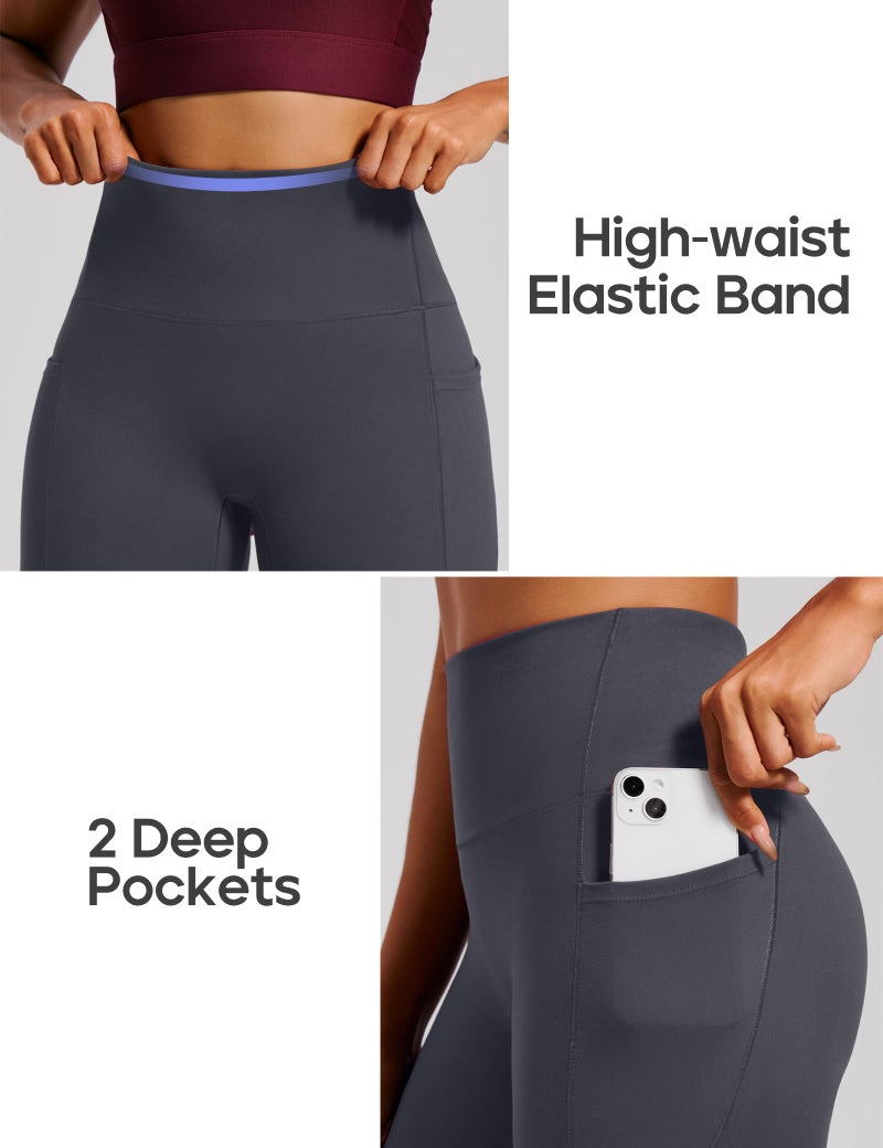 Heathyoga Scrunch Butt Lifting Leggings with Pockets for Women Tummy Control Compression Leggings No Front Seam Yoga Pants Grey - Image 5