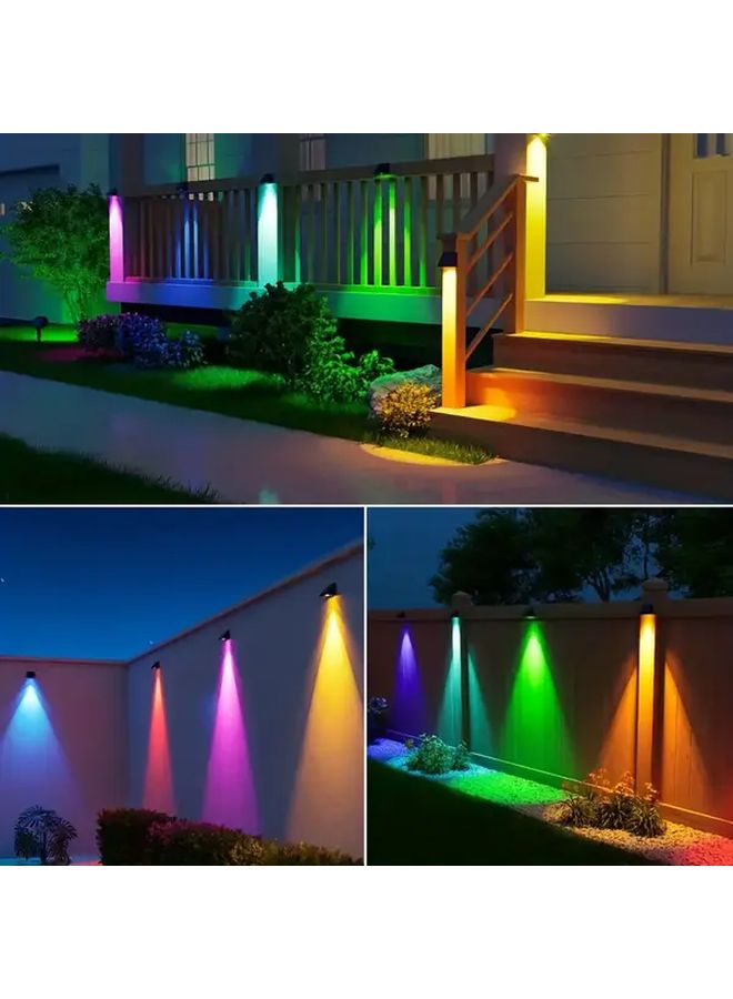 4pcs Multicolor Solar Outdoor Wall Lights 9 Modes Motion Sensor Solar Fence Lighting - Image 5