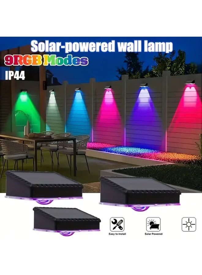 4pcs Multicolor Solar Outdoor Wall Lights 9 Modes Motion Sensor Solar Fence Lighting - Image 2