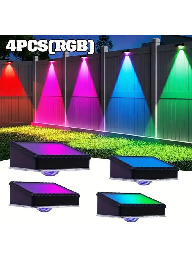 4pcs Multicolor Solar Outdoor Wall Lights 9 Modes Motion Sensor Solar Fence Lighting - Image 1