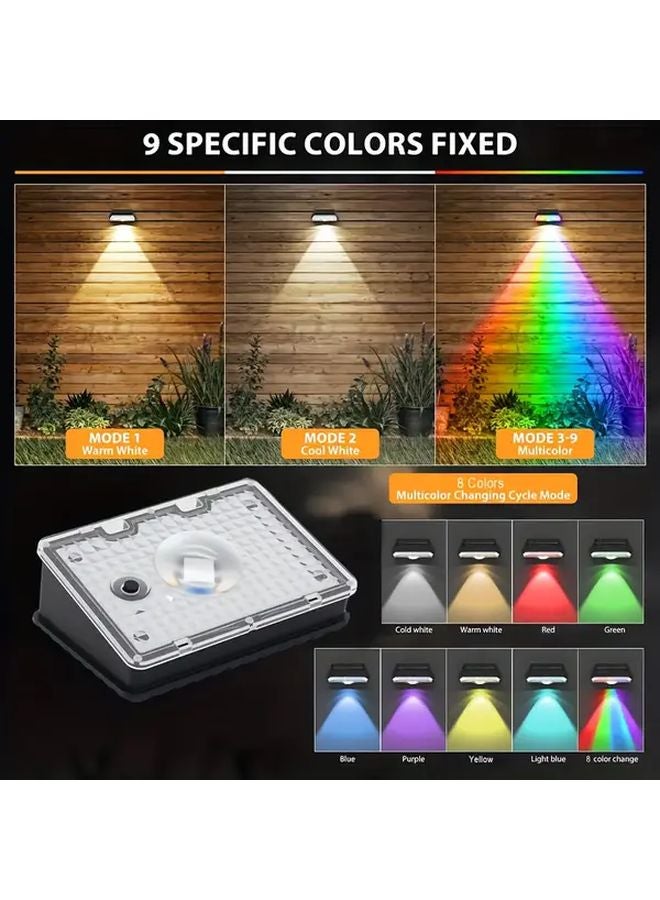 4pcs Multicolor Solar Outdoor Wall Lights 9 Modes Motion Sensor Solar Fence Lighting - Image 4