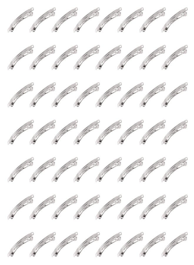 Mardatt 100 Pcs French Barrette Hair Clips Assortment Set 1.57 Inch Silver Metal Blank Alligator Hairpin Rectangle Craft Bow Clips for DIY Hairdressing Accessories (4 cm) - Image 1