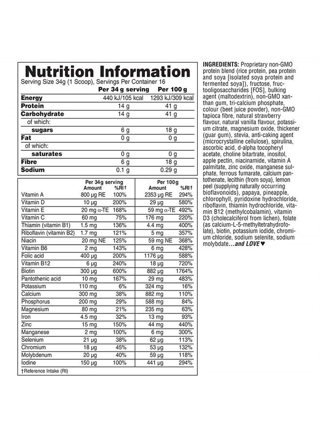 Nature's Plus NaturesPlus SPIRU-TEIN, Strawberry - 1.2 lb - Plant-Based Protein Shake - Non-GMO, Vegetarian, Gluten Free - 16 Servings - Image 2